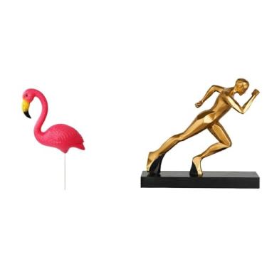 Imagem de Whtkoph Estátua de Flamingo Correndo, Escultura de Arte Abstrata para Enfeite de Natal, Decoração Moderna para Casa, Entrada, Mesa, Jardim, Estaca de Fada