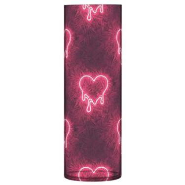 Imagem de CEBUGI Vaso de flores com estampa de corações 10 x 30 cm, vaso cilíndrico para flores, vaso transparente inquebrável para festa de casamento, decoração de casa