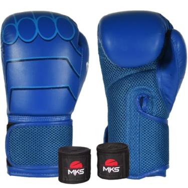 Imagem de Kit Luva Muay Thai Boxe Infantil Hero Azul 8oz + Bandagem - MKS Combat