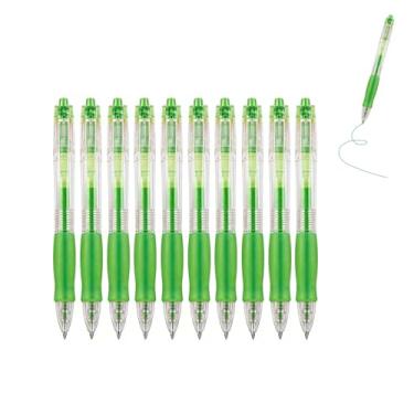 Imagem de GZBABY Caneta de gel retrátil, 10 peças, caneta esferográfica de ponta fina para escrever colorir, 0,5 mm, tinta verde Spring Bud