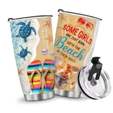 Imagem de Caneca com isolamento térmico copo de café garrafa de água 590 ml quente e frio homens mulheres metal estilo praia alça presentes para Natal, aniversário, dia das crianças, presente de aniversário