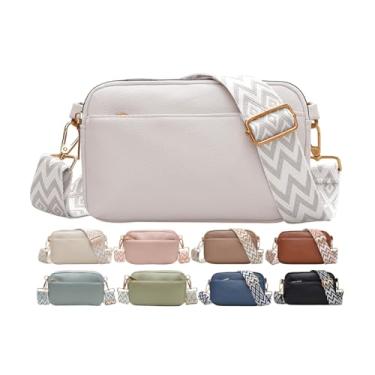 Imagem de Bolsas transversais para mulheres, bolsas de ombro de couro vegano, bolsas femininas com alça larga ajustável, Cinza, Simplicidade urbana