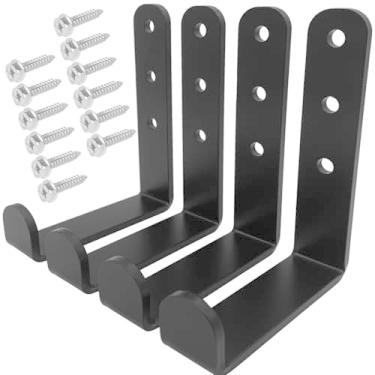 Imagem de Jouray 4 ganchos pretos de metal resistente para pendurar 127 kg, gancho de montagem na parede para pendurar garagem, armazenamento em casa, escritório, academia, equipamentos esportivos, organização