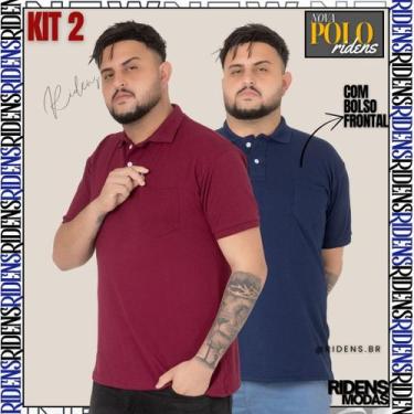 Imagem de Kit 2 Camisa Gola Polo Com Bolso Masculina Tecido Premium - RIDENS, Vi