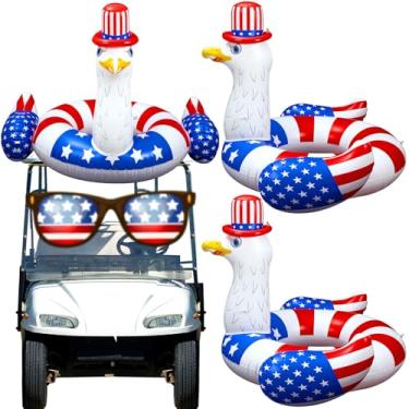 Imagem de Jetec 2 peças boias infláveis gigantes para piscina de 4 de julho, anéis de natação patrióticos, vermelho, branco, azul, jangadas infláveis de verão, praia, piscina, artigos de festa, decoração de