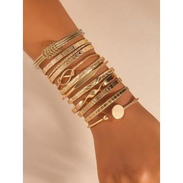 Imagem de Pulseira de ouro para mulheres, pulseiras grossas de ouro, joias modernas, presentes de amizade, Medium, Latão, Sem Pedra Preciosa