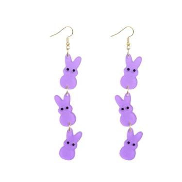 Imagem de Brincos de coelhinho da Páscoa para mulheres, brincos com pingente de coelho fofo, colorido, coelhinho da Páscoa, joias, presentes, Medium, Acrílico, Sem pedra preciosa