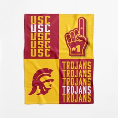 Imagem de Cobertor para bebê NCAA USC Trojans oficialmente licenciado, 101 x 127 cm, poliéster leve e macio, design dominó