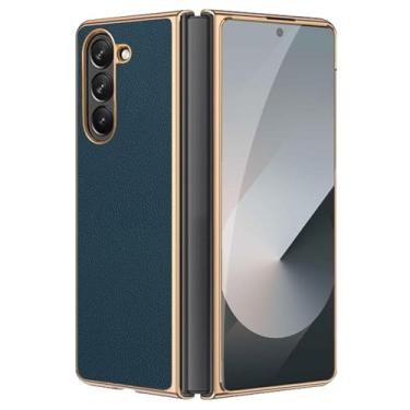 Imagem de Capa de couro para Samsung Galaxy Z Fold 7, capa ultrafina com borda dourada, suave, anti-riscos, à prova de impactos (verde)