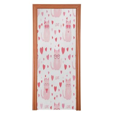 Imagem de Blueangle Capa de porta elástica para gatos do Dia dos Namorados - Faixa de porta frontal de tecido elástico para decoração de festa em casa ao ar livre (327)