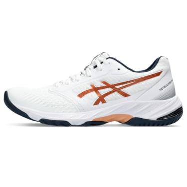 Imagem de ASICS Tênis de vôlei masculino Netburner Ballistic FlyteFoam 3, Branco/bronze puro, 13
