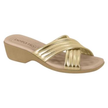 Imagem de Tamanco Anabela Tiras Cruzadas Beira Rio 8527.101 (Dourado, BR, Adulto, Numérico, 34)