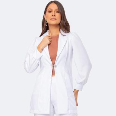 Imagem de Jaleco Blazer Gabardine Manga Curta ISA - Rosewood, Branco, PP