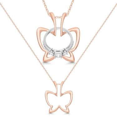 Imagem de Emily C Colar original patenteado s925 ouro rosa suporte de anel – prata esterlina suporte de anel – colar de suporte de anel de casamento feminino e masculino – suporte de colar de anel de noivado feminino e masculino – presente para ela – mãe, esposa, enfermeira, médico, Prata esterlina, Zircônia 
