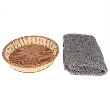 Imagem de CUOFYUNL Redondo PP Confortável Animal de Estimação Tamanho Pequeno Cachorro Ninho de Gato Cama de Quatro Temporadas com Cobertor de Lã