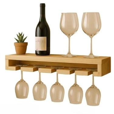 Imagem de Adega Nicho Prateleira de Madeira Suporte para 5 Taças Decoração Doméstica Funcional para Bar Sala Cozinha (Pinus)