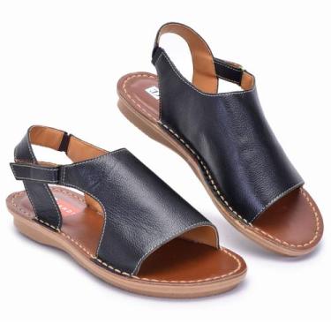 Imagem de Sandalia Rasteirinha Feminina Em Couro com detalhes Confortavel - CALÇ