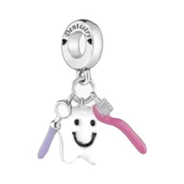 Imagem de Pingente De Charme De Escova De Dente E Creme Dental Em Prata Esterlin