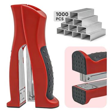 Imagem de Grampeador vertical com 1000 grampos padrão de 1/10.2 cm, grampeador de tira completa de mesa vertical e plano ergonômico portátil 2 em 1 para escritório, casa, escola, negócios e sala de aula