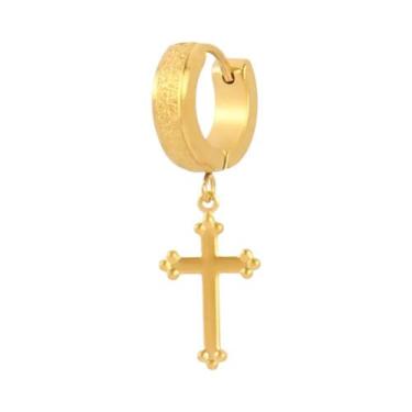 Imagem de Brincos De Argola Cruzados Unissex Em Aço Inoxidável 316L Com Pingente