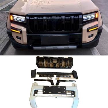 Imagem de Kit de carroceria de grade decorativa para para-choques de carro Grade de para-choque frontal compatível com Prado LC250 2024+ parte externa (branca)