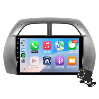 Imagem de Tela sensível ao toque IPS de 9 polegadas Android 14 estéreo para carro Toyota RAV4 2001-2006 com CarPlay sem fio e Android Auto 2 + rádio de 32 GB, suporte GPS, WiFi, Bluetooth, rádio FM, câmera de