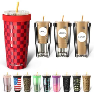 Imagem de Frost Buddy Togo Buddy Copo de café de aço inoxidável isolado a vácuo de 850 g – Copos de café gelado, manga de café gelado, caneca de viagem, copo térmico para bebidas quentes e frias, copo Dunkin