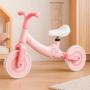 Imagem de  Bicicleta de Equilíbrio Infantil Rosa sem Pedal com Ajuste de Altura 