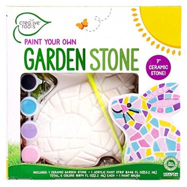 Imagem de Creative Roots Paint Your Own Bunny Garden Stone by Horizon Group USA, Decorate & Personalize a 7" x 7" Ceramic Bunny Stepping Stone with 6 Acrylic Paints, Includes Paintbrush, No Extra Prep Necessary