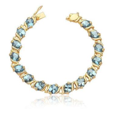 Imagem de Pulseira De Ouro 18k Puro Pedras E Fecho Gaveta Pl02 - MAEHLER Arte Em
