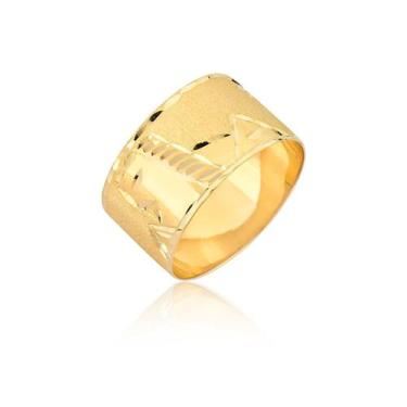Imagem de Anel aliança egipcia largo todo trabalhado 10mm ouro 10k a68 - MAEHLER