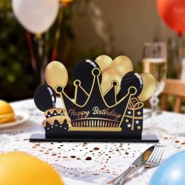 Imagem de Placa decorativa de coroa de feliz aniversário com base à prova de deslizamento, feliz ano novo, mesa de festa, centro de mesa, decoração, ornamento, presentes