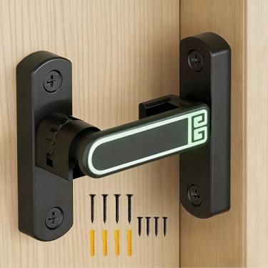 Imagem de Trava de porta de celeiro ajustável de 90/180 graus, pequena fechadura deslizante com altura ajustável de 0-7 mm (versão preto-luminosa)