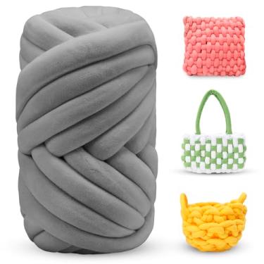Imagem de LEREATI Fio grosso grosso para tricô de braço, fio de tubo jumbo, fio macio de malha grossa, fio de veludo para bolsas de crochê, tricô manual, tapetes de cama para animais de estimação, travesseiros
