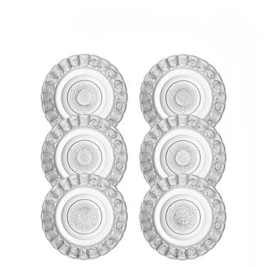 Imagem de Conjunto de pratos de jantar com base em vidro transparente, disponível em conjuntos de 6 ou 12 peças duráveis, embalagem intacta. (6 Pratos)
