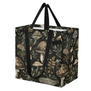 Imagem de SEHANY Sacola de compras reutilizável de cogumelo herb com alças reforçadas, bolsa de compras de lona dobrável à prova d'água de grande capacidade para viagem, cozinha, praia