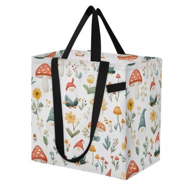 Imagem de SEHANY Sacola de compras reutilizável de cogumelo herb com alças reforçadas, bolsa de compras de lona dobrável à prova d'água de grande capacidade para viagem, cozinha, praia