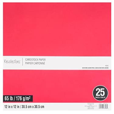 Imagem de Papel cartolina rosa de 30,5 cm x 30,5 cm da Recollections – Papel sem ácido e lignina para álbuns, artes e artesanato – 25 folhas