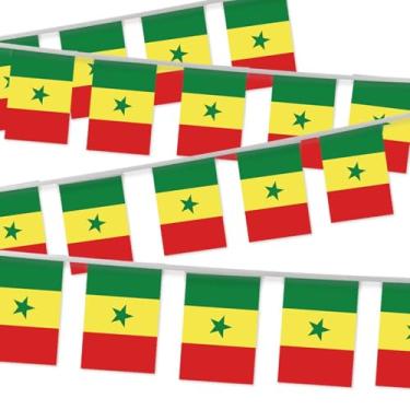Imagem de Bandeira pequena bandeira do Senegal de 80 m, 30 peças, mini faixa listrada, decoração senegalesa, retangular, para férias, restaurante, casa, festa, escola