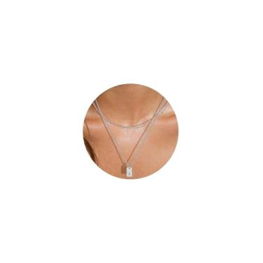 Imagem de SKQIR Colar com inicial para mulheres, banhado a ouro, com pingente de nome A-Z, gargantilha, corrente de prata, monograma, inicial, delicada, alfabetos, etiqueta, berloque, joia moderna, presente