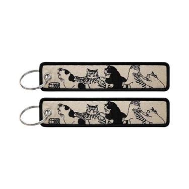 Imagem de Chaveiro Gato Da Sorte Bordado Japonês Para Carros, Mochilas, Etiqueta