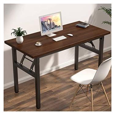 Imagem de Mesa de computador dobrável de madeira PC mesa portátil para escritório doméstico moderno simples mesa de escrita PC mesa de estudo, 2 cores mesas de escritório em casa (cor: marrom 120 cm) (marrom