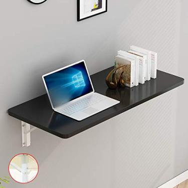 Imagem de Mesa flutuante dobrável montada na parede, mesa de computador multifuncional de madeira, para mesa de jantar, escrivaninha, cozinha, lavanderia, escritório em casa, 5 cores, com suporte e parafusos
