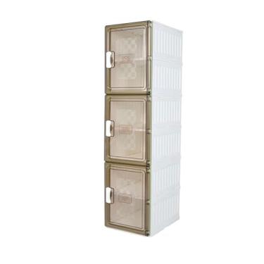 Imagem de Caixa de sapato empilhável transparente dobrável de plástico espesso organizador de sapatos bola economia de espaço sapato de armazenamento de armário (tamanho: G) (uma cor pequena) (uma cor grande)