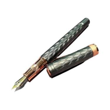 Imagem de Caneta Tinteiro Elegante Em Aço Inoxidável Com Ponta Fina De 0,5mm E C