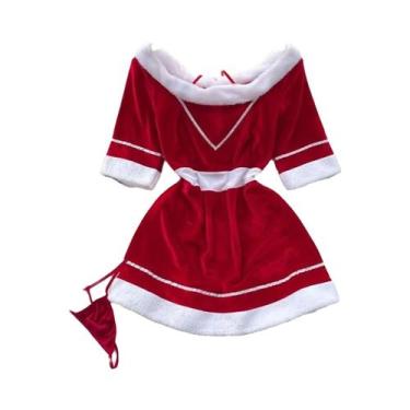 Imagem de Vestido Curto Sexy Vermelho Para O Natal, Lingerie Bodycon Feminina, P