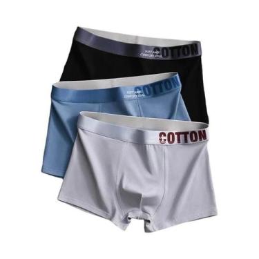 Imagem de Shorts Boxer De Algodão Com Grafeno Para Homens, 3 Peças, Roupa Íntima