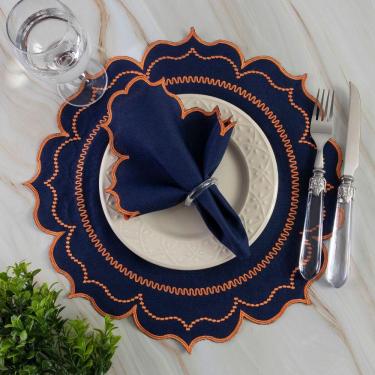 Imagem de Jogo Americano Sousplat Mesa Posta Bordado Guardanapo 12 Peças