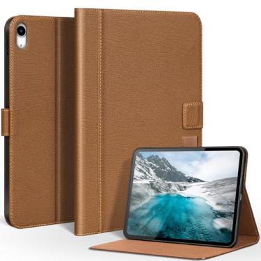 Imagem de CPNVWA Capa de couro genuíno para iPad A16 11ª geração de 11 polegadas, iPad 10ª geração de 10,9 polegadas, capa fólio de couro premium com despertar/hibernar automaticamente, suporte ajustável, capa