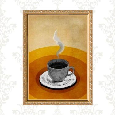 Imagem de Quadro Moldura Dourada Café Terracota 33X24Cm